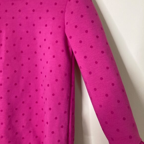 Lands End Girls Dress 4 Pink Polka Dot Ruffle Hem Long Sleeve Polyester Blend - Picture 6 of 8
